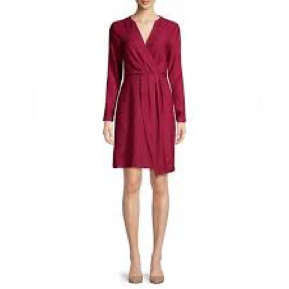 NWT H by Halston v neck long sleeve red dress Sz XL - Picture 2 of 12